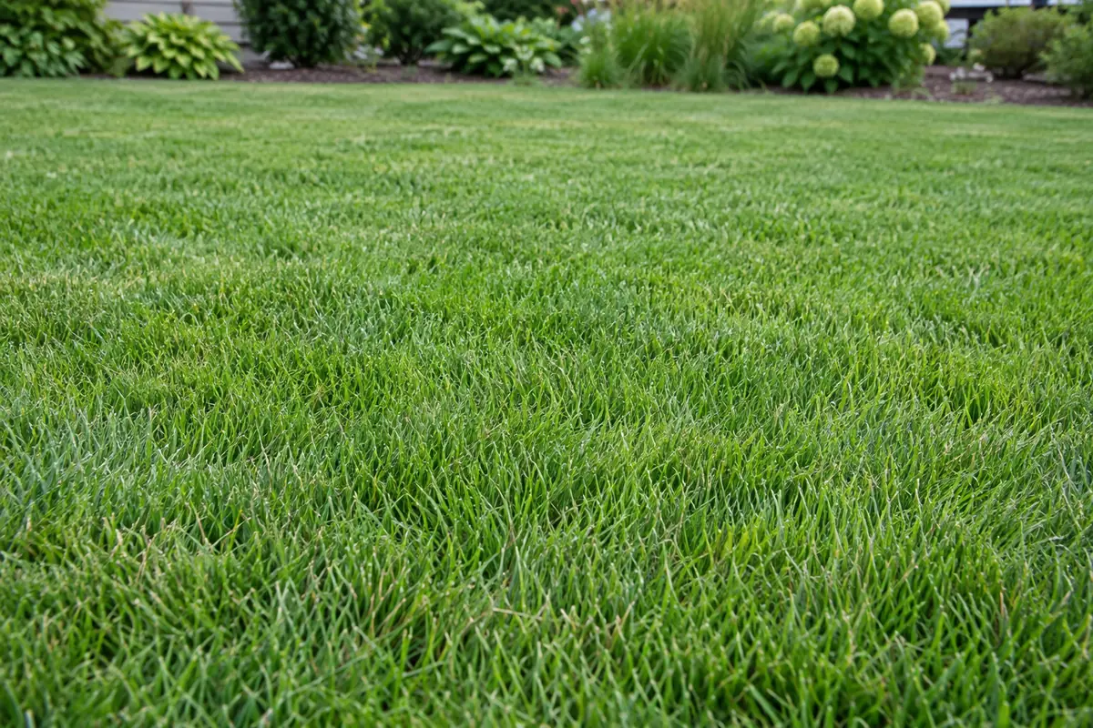 Close view of evenly cut grass with natural blade texture