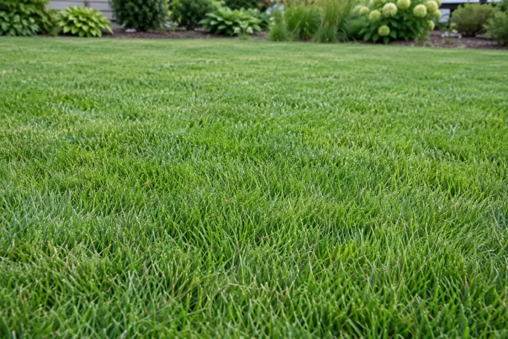 Close view of neatly cut grass on an established lawn